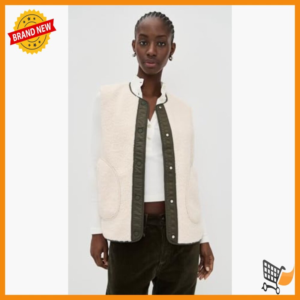 Reversible Sherpa Vest, Snap Placket, Patch Pocke… - image 2